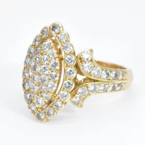 Cartier Navette Diamond and 18k Yellow Gold Signet Ring