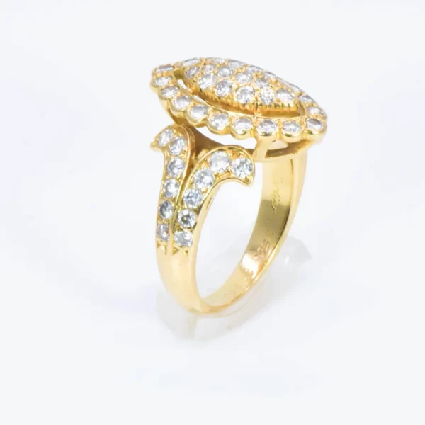Cartier Navette Diamond and 18k Yellow Gold Signet Ring