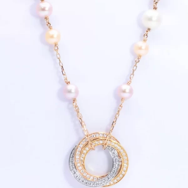 Cartier Trinity Cultured Pearl and Diamond Necklace