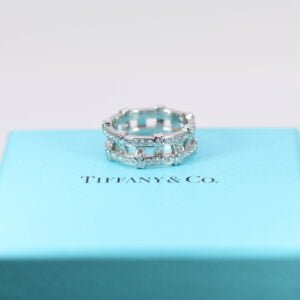 Tiffany & Co Platinum & Pave Weave Diamond Ring