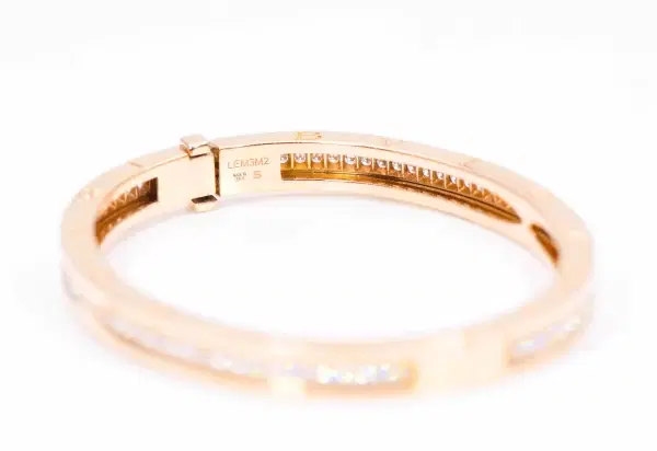 Bvlgari 'B.Zero1' Diamond and 18k Rose Gold Bangle