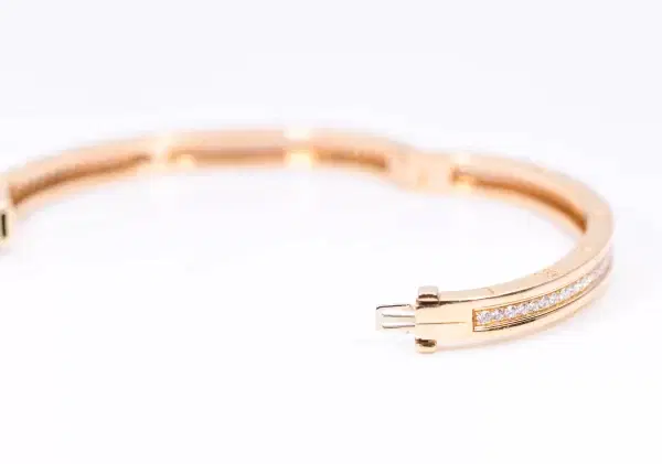 Bvlgari 'B.Zero1' Diamond and 18k Rose Gold Bangle