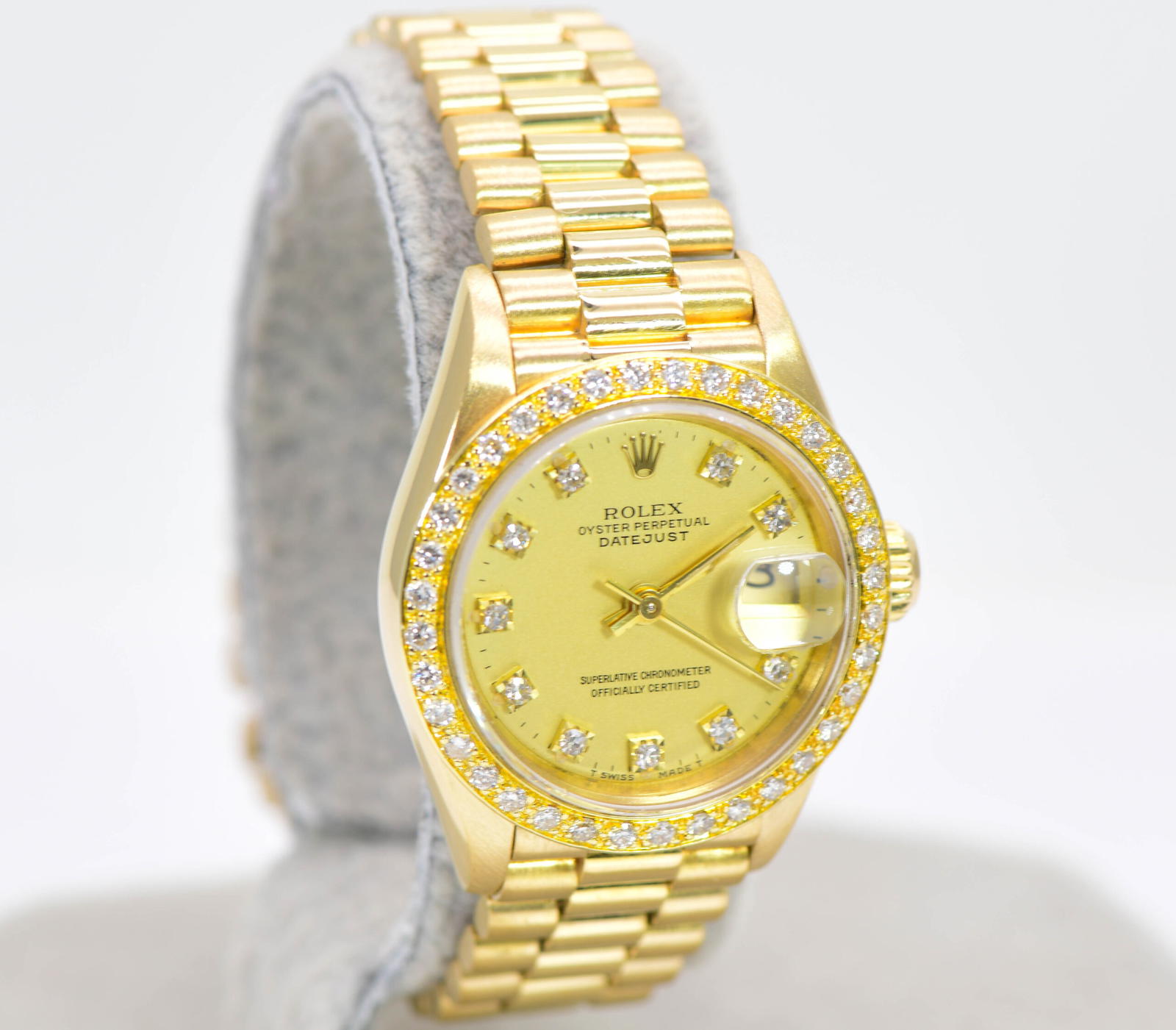 Rolex DateJust 26mm Diamond Gold Watch President Bracelet