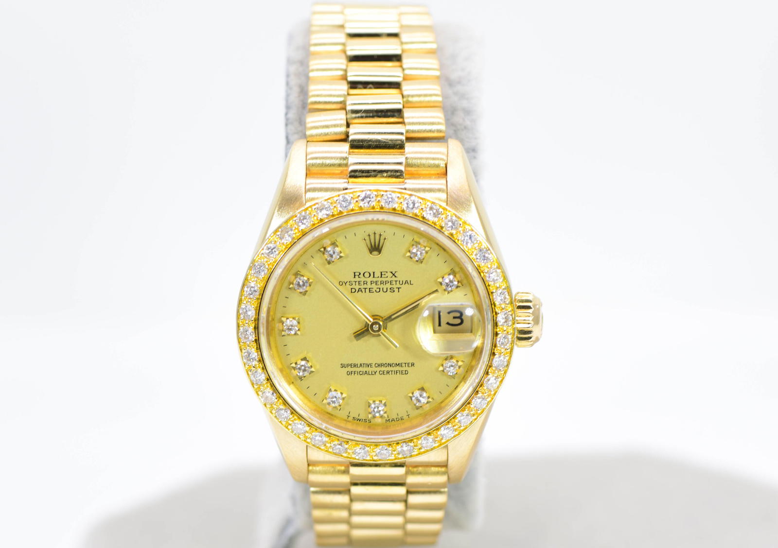 Rolex DateJust 26mm Diamond Gold Watch President Bracelet