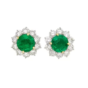 Cartier Earrings 4.15 Emerald And 3.6 ct Diamond Platinum