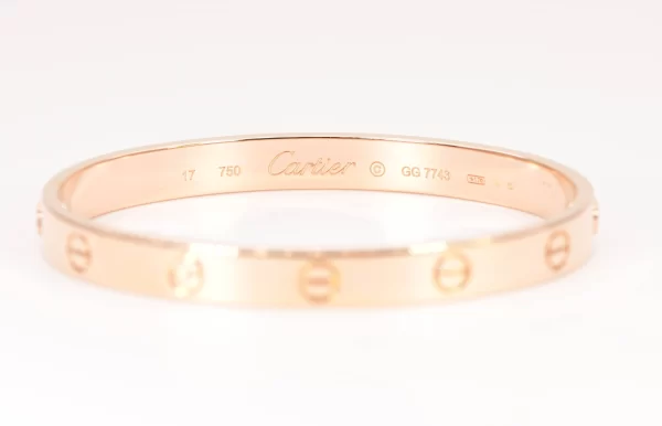 Cartier 'Love' 18k Yellow Gold Bracelet Size 17