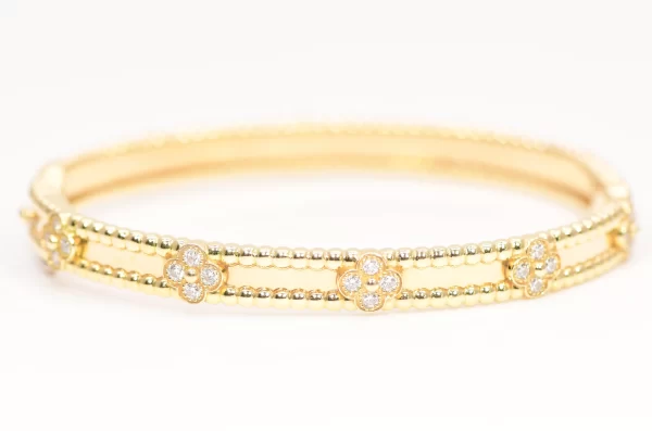 Van Cleef & Arpels Diamond and 18K Yellow Gold Perlée Bracelet
