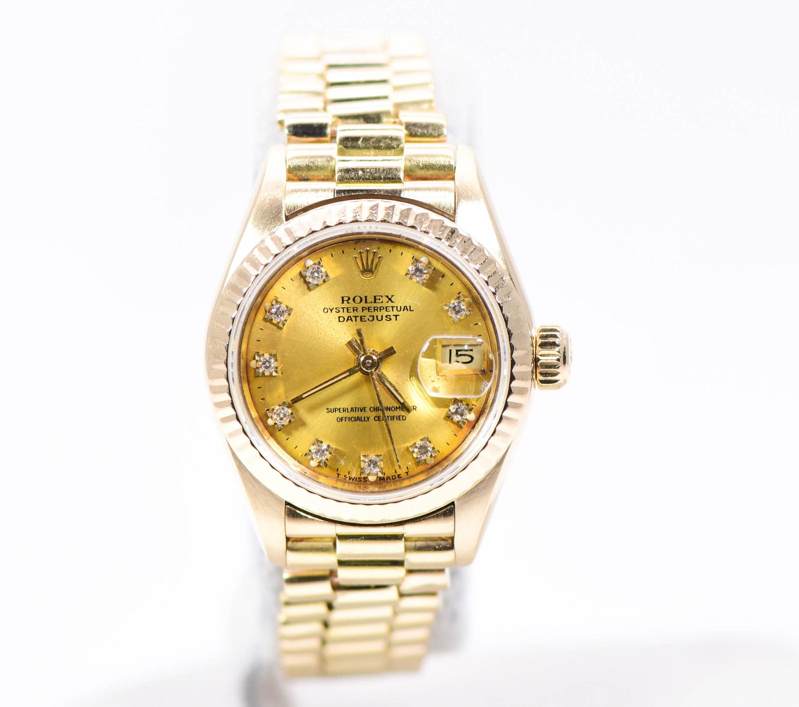 rolex oyster perpetual datejust 18k gold diamond