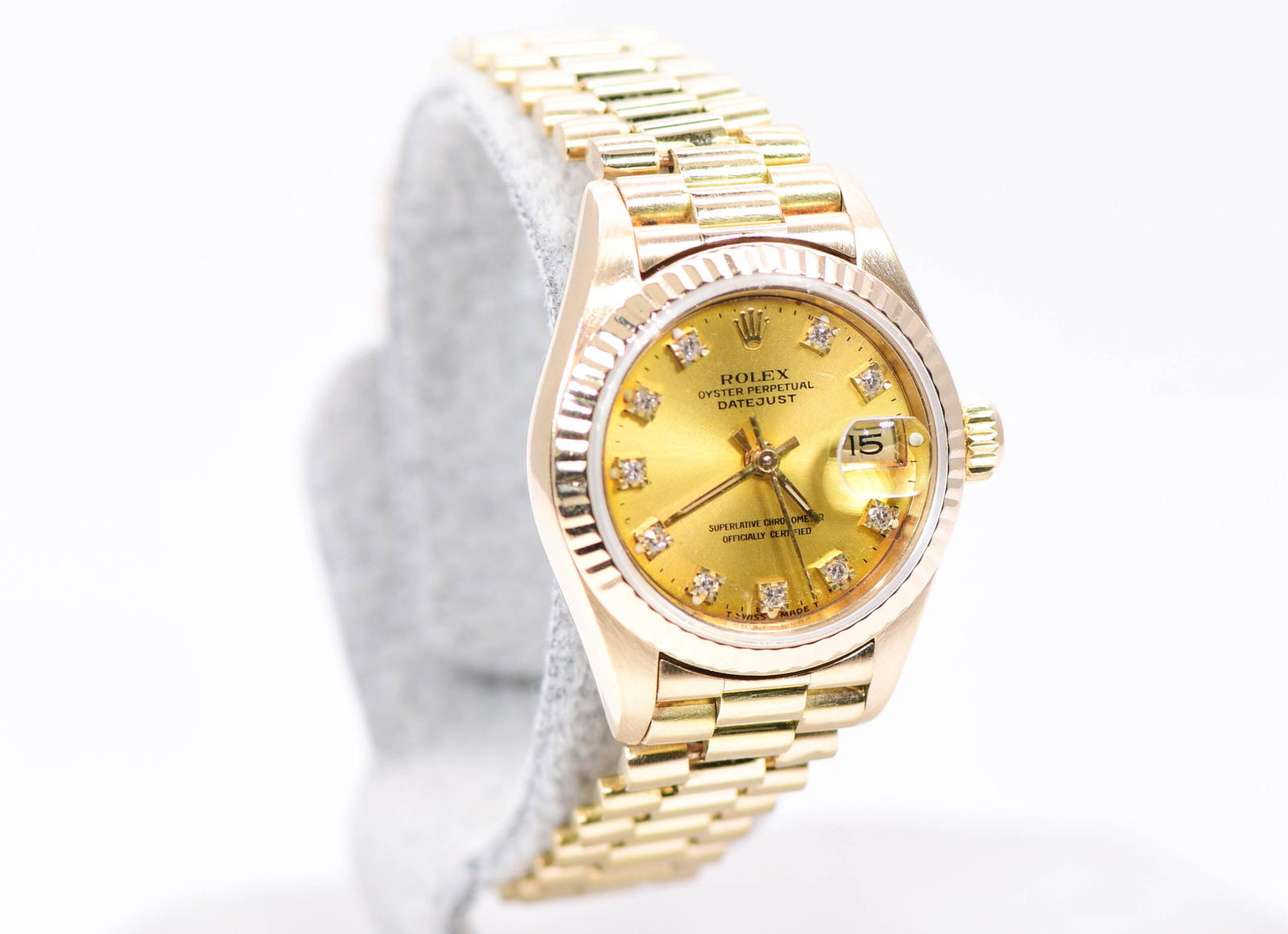 Rolex President Datejust Yellow Gold Diamond Ladies Watch 69178