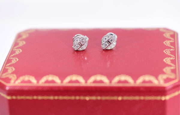 Cartier Himalia Diamond Stud Earrings 18k White Gold