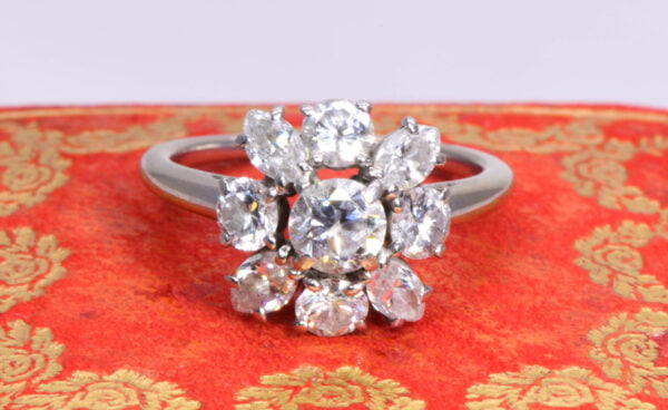 Cartier Flower Platinum 2.10 ct Diamond Ring Vintage 1960s