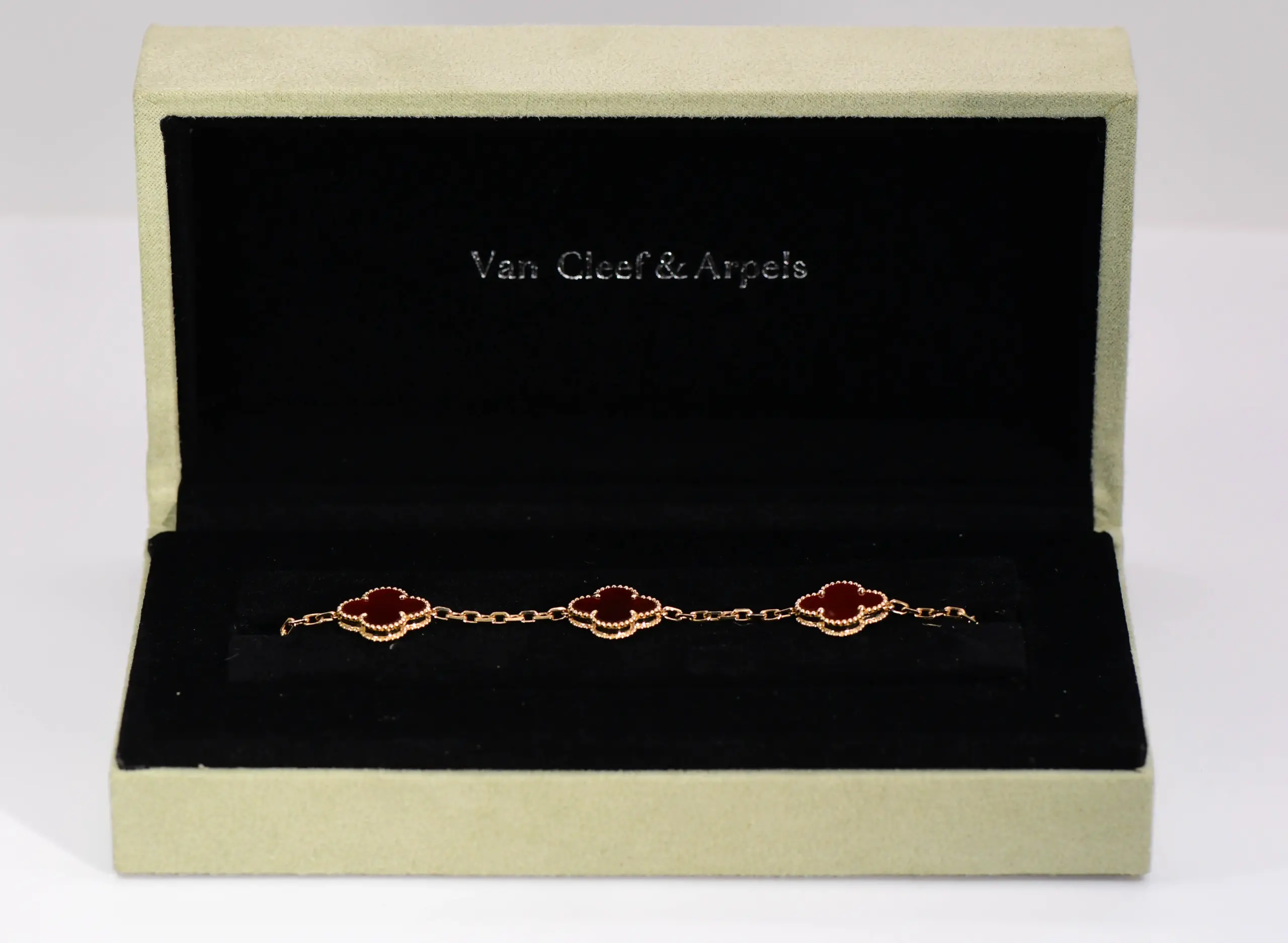 Van Cleef & Arpels VCA Vintage Alhambra Carnelian Rose Gold Bracelet