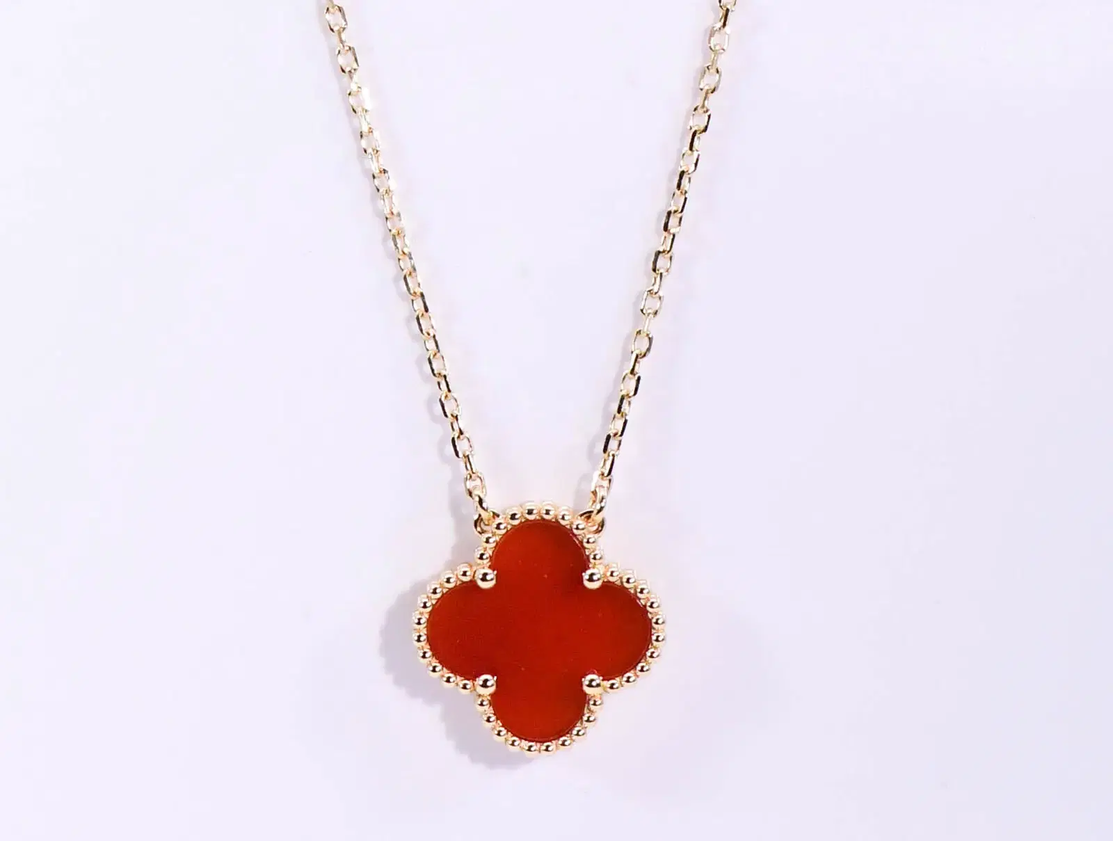 Van Cleef & Arpels VCA Vintage Alhambra Carnelian Rose Gold Pendant