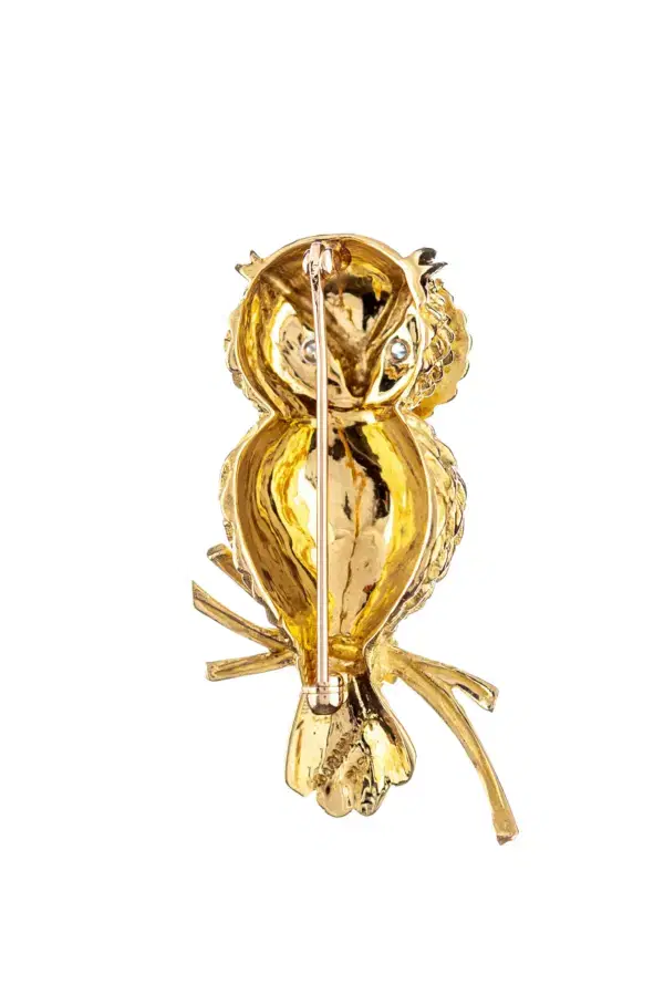 Tiffany & Co. Owl Brooch 18k Yellow Gold and Diamonds