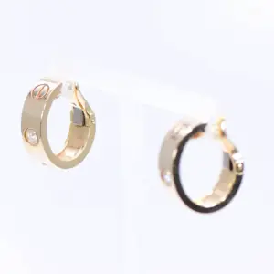 Cartier Love Earrings Two Diamonds 18k Yellow Gold