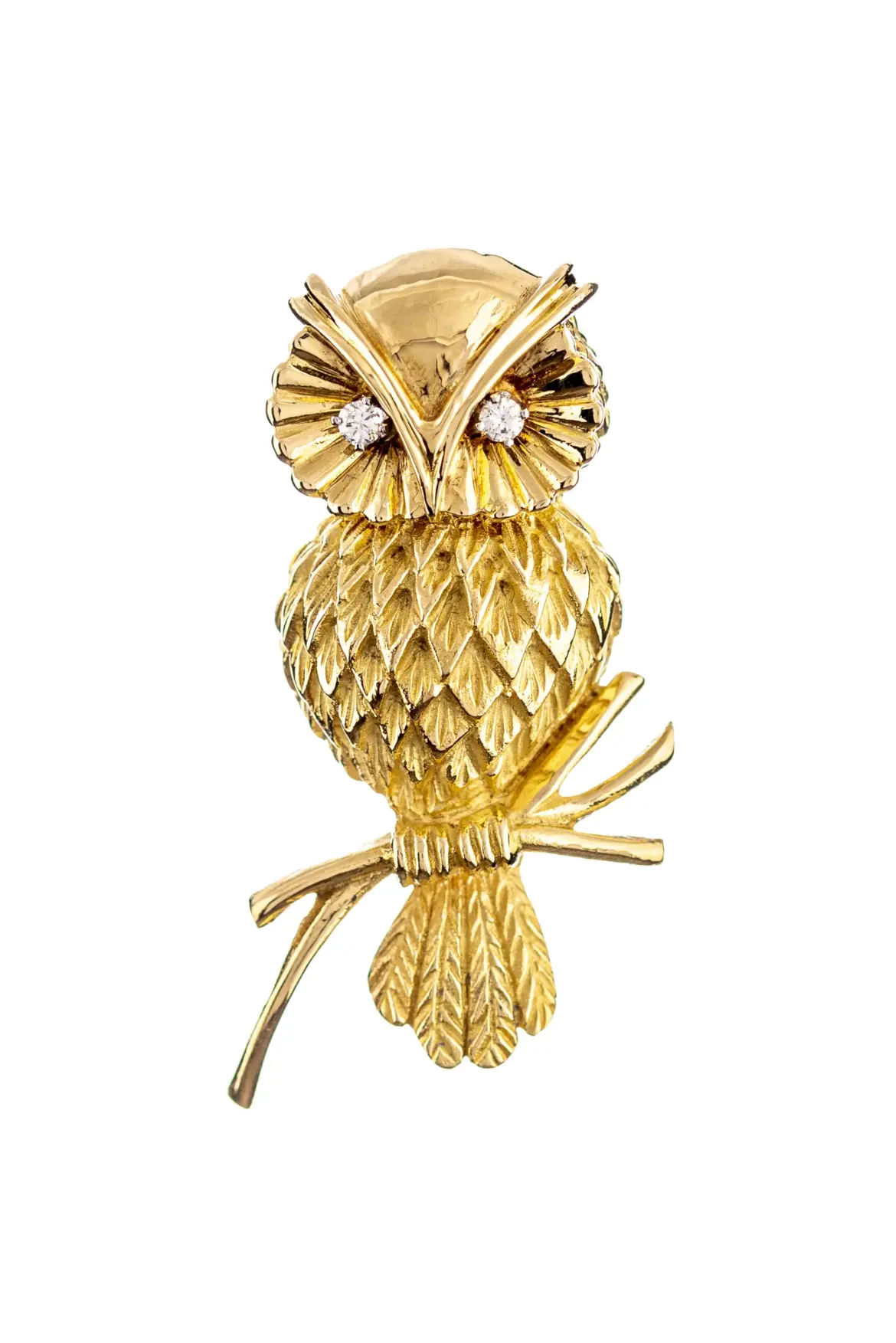 Tiffany & Co. Owl Brooch 18k Yellow Gold and Diamonds