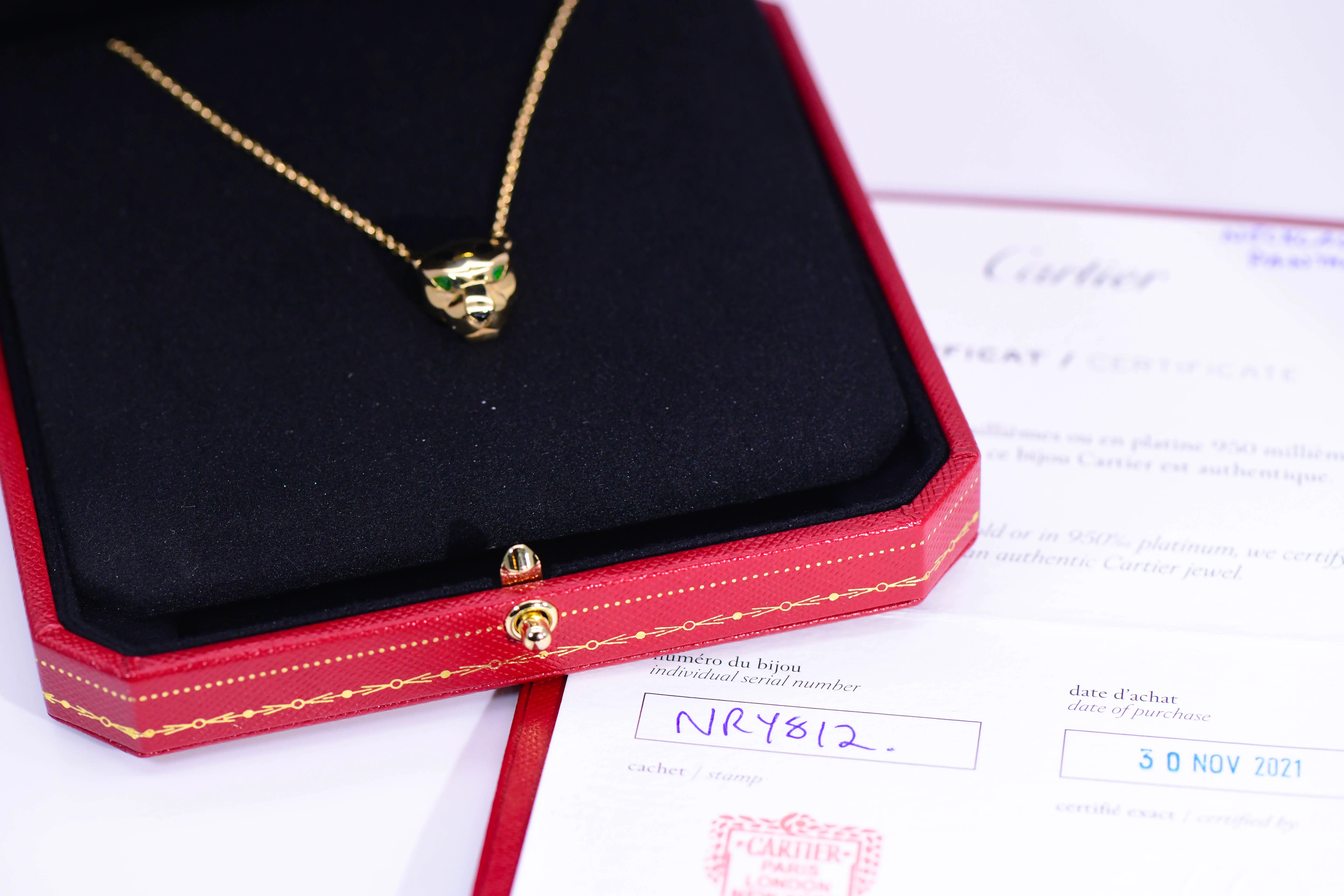 Cartier Panthere 18k Yellow Gold, Enamels and Sapphire Necklace
