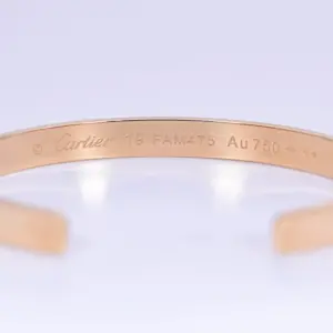 Cartier LOVE 18 Rose Gold Cuff Bracelet Size 19