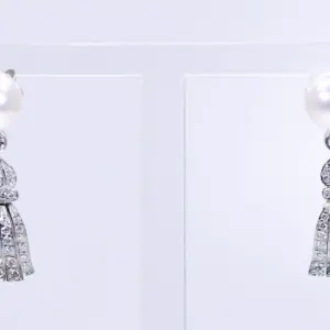 Tiffany & Co. Earrings Platinum, 0.75ct Diamond and Pearls
