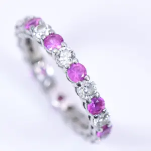 Tiffany & Co. 1.3ct Ruby and 1.1ct Diamond Platinum Eternity Ring
