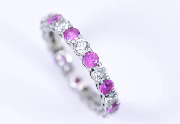 Tiffany & Co. 1.3ct Ruby and 1.1ct Diamond Platinum Eternity Ring