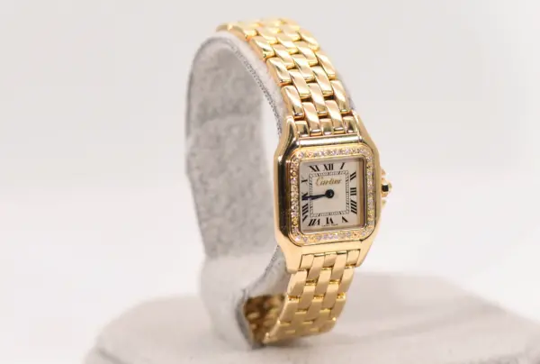 Cartier Panthere Ladies Diamond Watch 22mm Yellow Gold