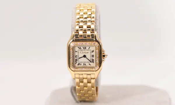 Cartier Panthere Ladies Diamond Watch 22mm Yellow Gold