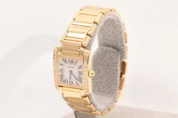 Cartier Tank Francaise Diamond Watch 20mm Yellow Gold