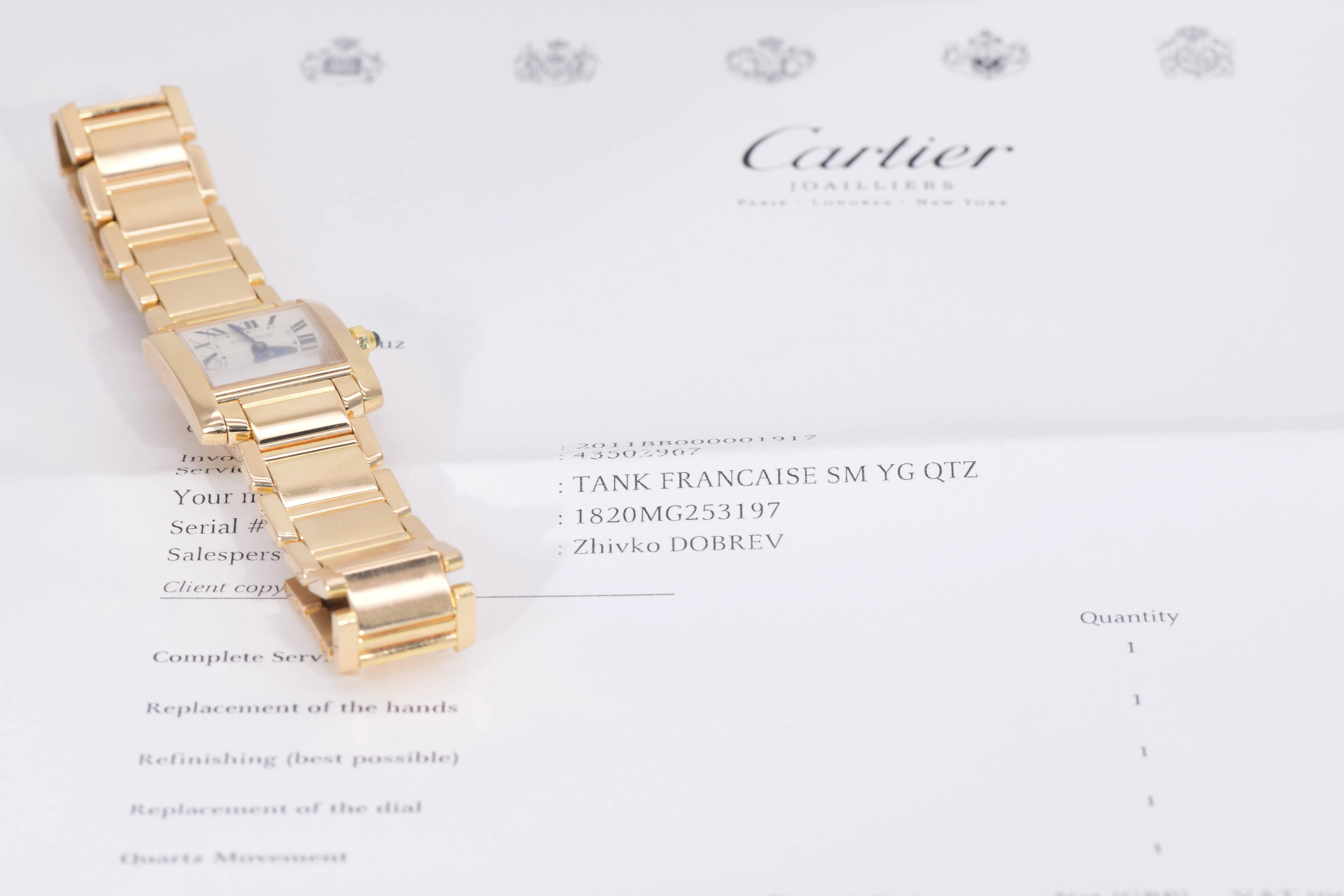 Cartier Tank Francaise Watch 20mm Yellow Gold