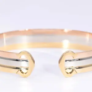 Cartier Double C 18k Tri-Gold Cuff Bracelet