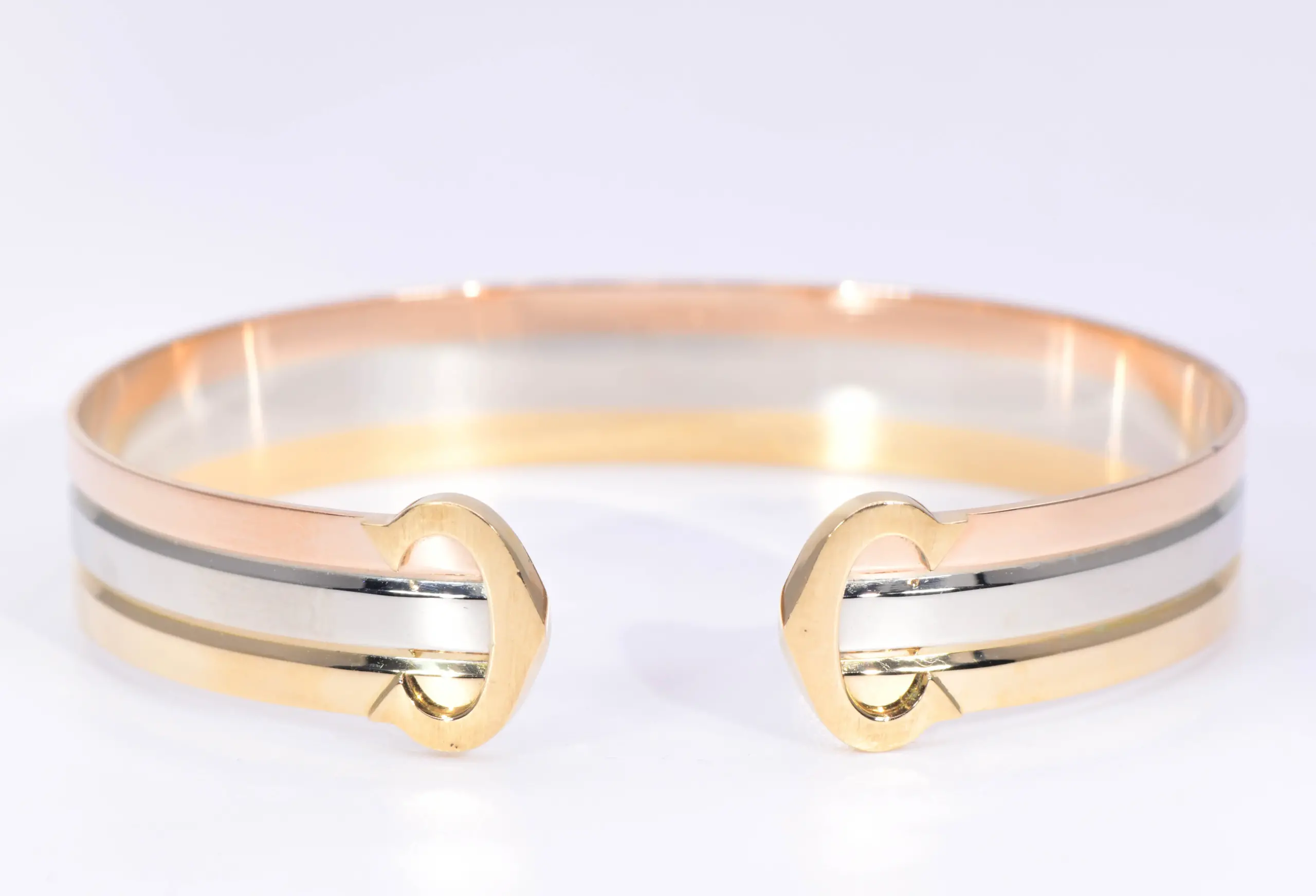 Cartier Double C 18k Tri-Gold Cuff Bracelet