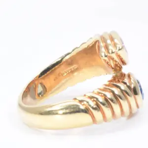 Bulgari Doppio Pink Tourmaline and Light Blue Topaz 18k Gold Ring