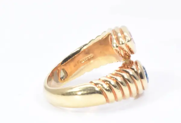 Bulgari Doppio Pink Tourmaline and Light Blue Topaz 18k Gold Ring