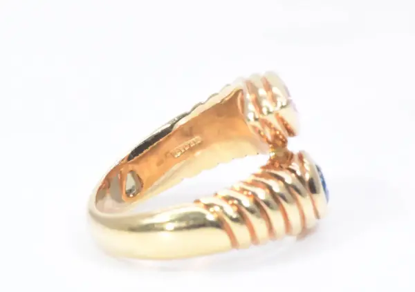 Bulgari Doppio Pink Tourmaline and Light Blue Topaz 18k Gold Ring
