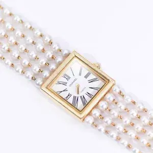 Chanel Mademoiselle Pearl Watch White Pearl & Yellow Gold Size XL