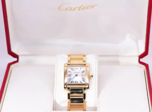 Cartier Tank Francaise Watch 27 mm Yellow Gold Box