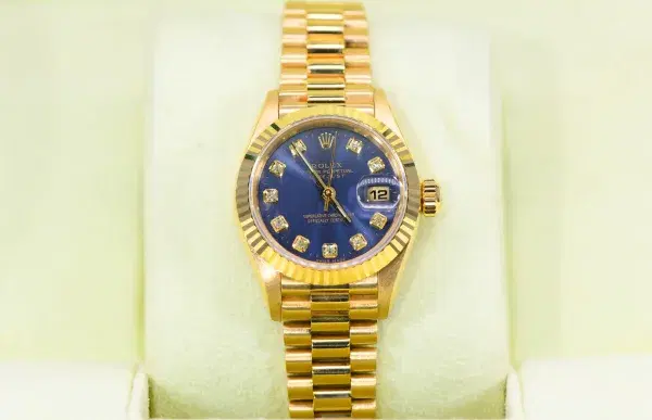 Rolex Oyster Perpetual Datejust 26mm 18k Gold Diamond Ladies Watch