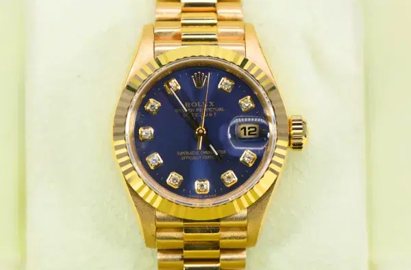 Rolex Oyster Perpetual Datejust 26mm 18k Gold Diamond Ladies Watch