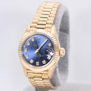 Rolex Oyster Perpetual Datejust 26mm 18k Gold Diamond Ladies Watch
