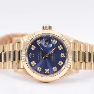 Rolex Oyster Perpetual Datejust 26mm 18k Gold Diamond Ladies Watch