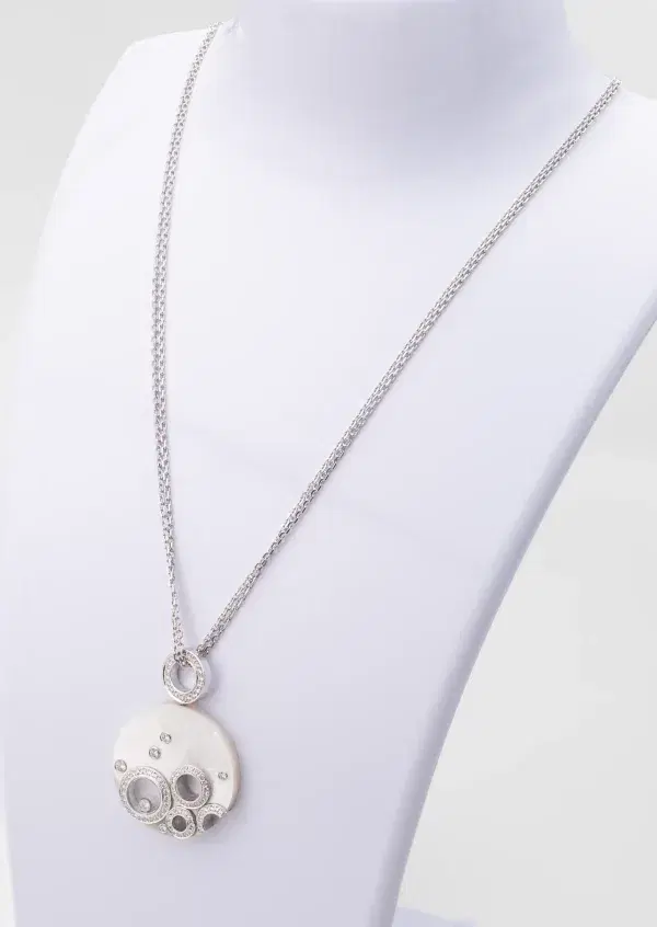 Chopard Happy Spirit Necklace 18k White Gold 1.25 ct Diamond MOP