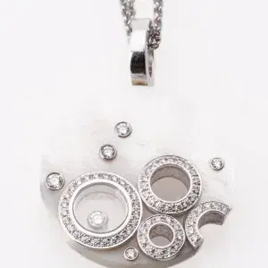 Chopard Happy Spirit Necklace 18k White Gold 1.25 ct Diamond MOP