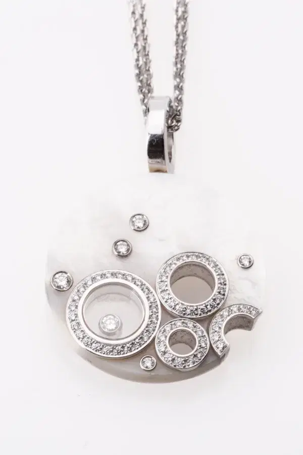 Chopard Happy Spirit Necklace 18k White Gold 1.25 ct Diamond MOP