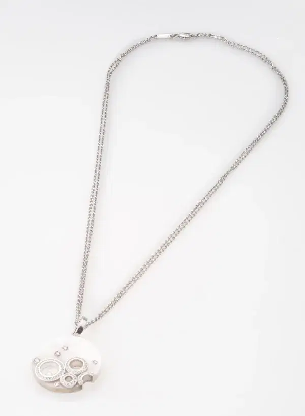 Chopard Happy Spirit Necklace 18k White Gold 1.25 ct Diamond MOP