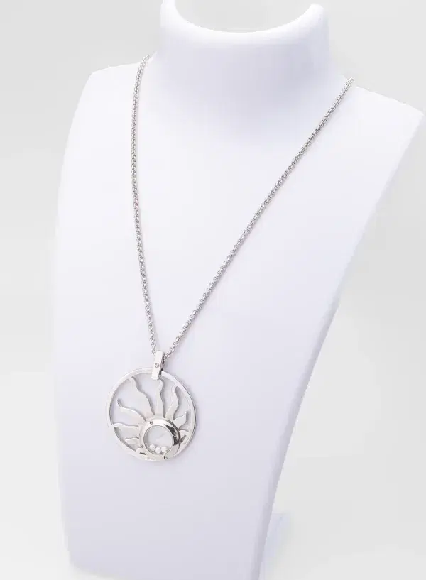 Chopard Happy Diamonds Happy Sun Large 18k White Gold Diamond Pendant Necklace