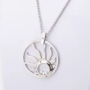 Chopard Happy Diamonds Happy Sun Large 18k White Gold Diamond Pendant Necklace