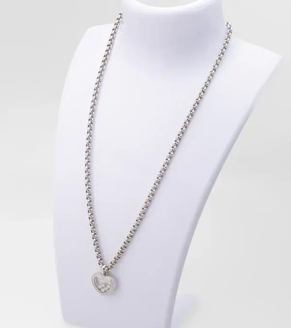 Chopard Happy Diamonds Heart 1.25ct Large 18k White Gold Diamond Pendant Necklace