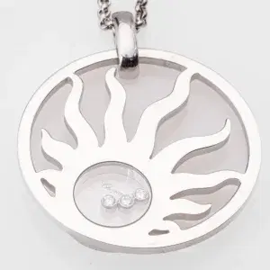 Chopard Happy Diamonds Happy Sun Large 18k White Gold Diamond Pendant Necklace