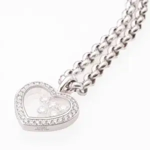 Chopard Happy Diamonds Heart 1.25ct Large 18k White Gold Diamond Pendant Necklace