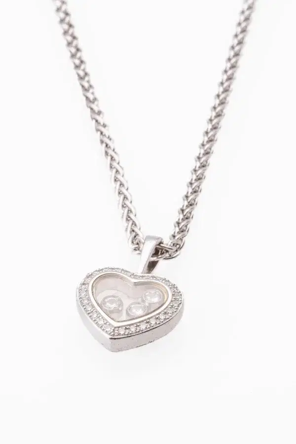 Chopard Happy Diamonds Heart 1.25ct Large 18k White Gold Diamond Pendant Necklace
